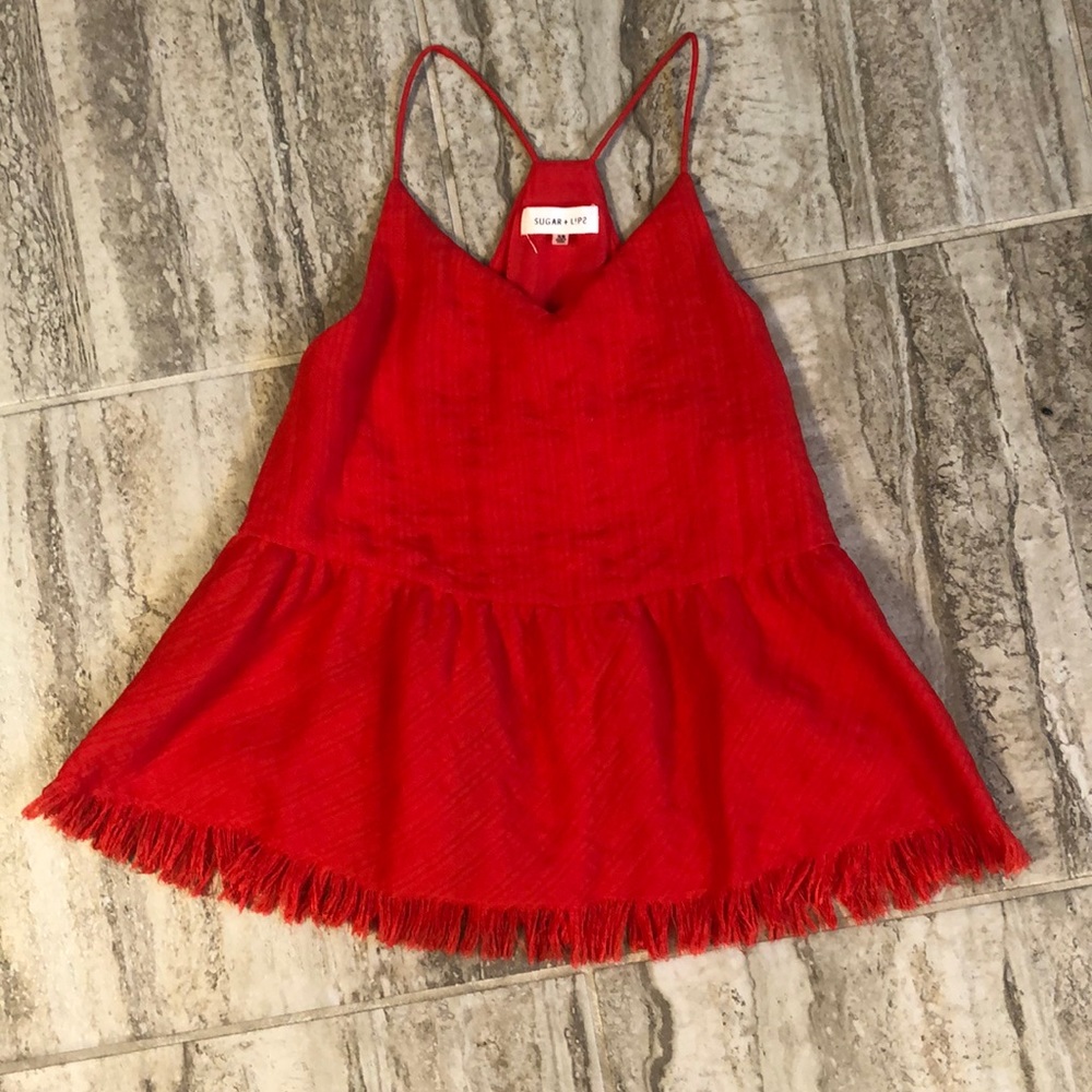 Sugar + Lips Red Tank Top Size XS